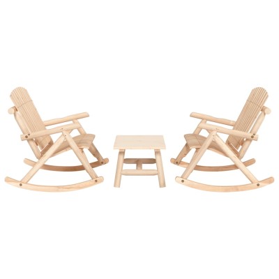 Juego de muebles de jardín 3 piezas madera maciza de abeto