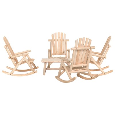 Juego de muebles de jardín 5 piezas madera maciza de abeto