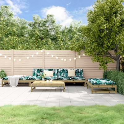 Juego de muebles jardín 5 pzas y cojines madera pino impregnada
