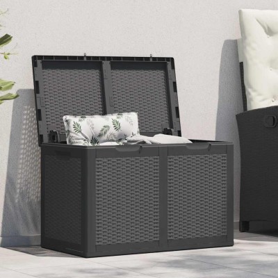 Caja de almacenaje para jardín 180 L PP ratán negra