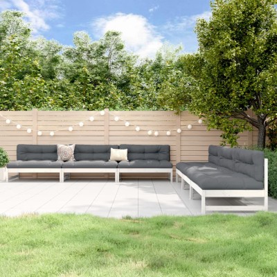 Juego de muebles de jardín 6 piezas madera maciza pino blanco