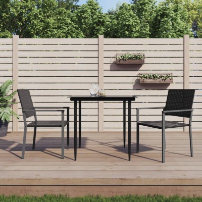Juego de comedor para jardín 3 piezas ratán sintético y acero