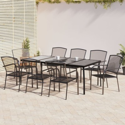 Juego de comedor de jardín 9 piezas acero gris antracita