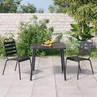 Juego de comedor de jardín 3 piezas acero gris antracita