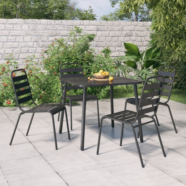 Juego de comedor de jardín 5 piezas acero gris antracita