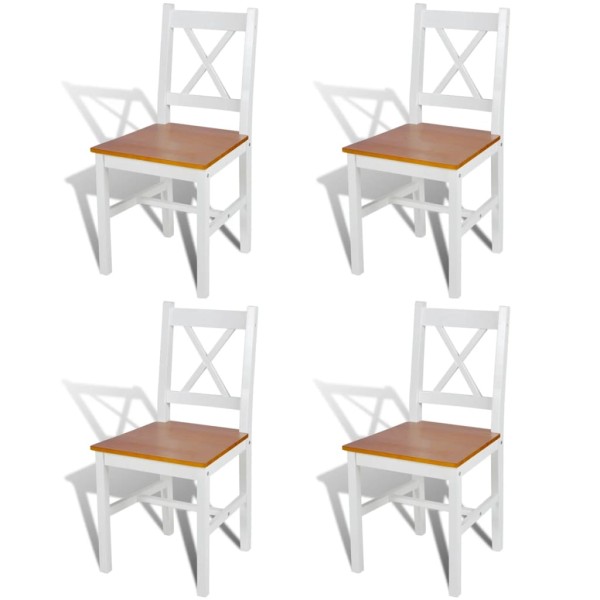 Sillas de comedor 4 unidades madera de pino blanco