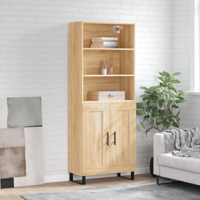 Aparador alto madera contrachapada color roble 69,5x34x180 cm