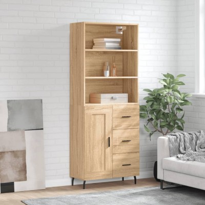 Aparador alto madera contrachapada color roble 69,5x34x180 cm