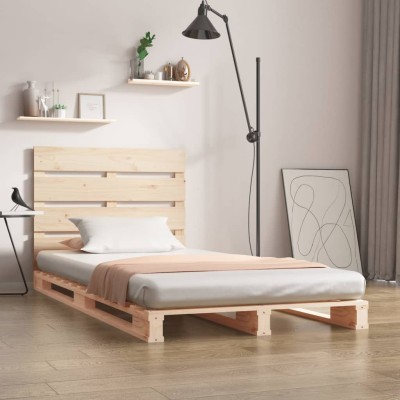 Estructura de cama individual madera maciza de pino 90x190 cm
