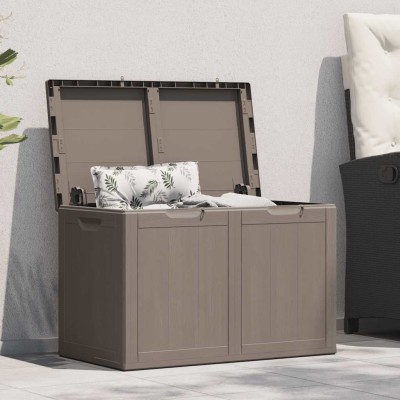 Caja de almacenaje para jardín 180 L PP aspecto madera marrón