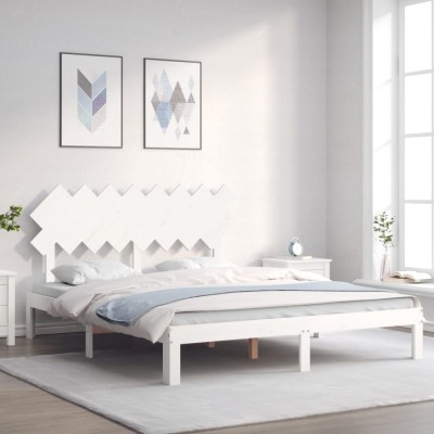 Estructura de cama sin colchón madera maciza de pino 160x200 cm