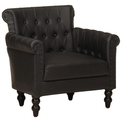 Sillón de cuero auténtico de cabra negro