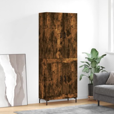 Aparador alto madera contrachapada roble ahumado 69,5x34x180 cm