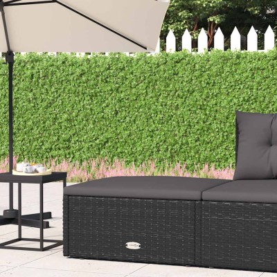 Taburete de jardín con cojín ratán sintético negro