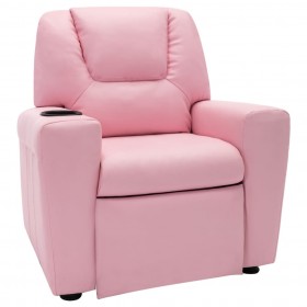 Sillón reclinable para niños cuero sintético rosa