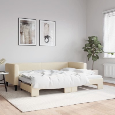 Sofá cama nido tela crema 80x200 cm