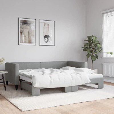 Sofá cama nido tela gris claro 90x200 cm