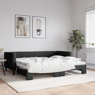 Sofá cama nido tela negro 90x190 cm
