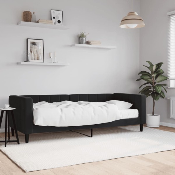 Sofá cama con colchón terciopelo negro 80x200 cm