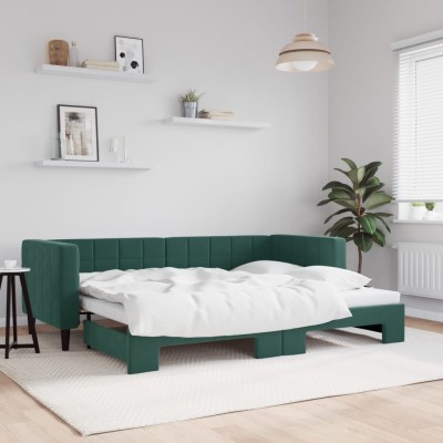 Sofá cama nido terciopelo verde oscuro 80x200 cm