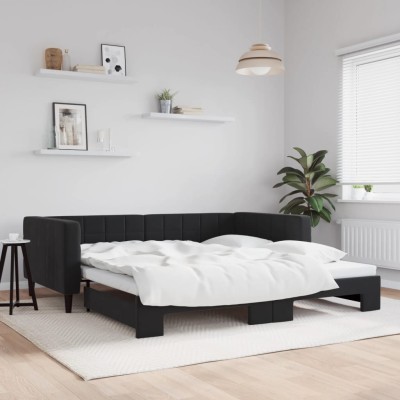 Sofá cama nido terciopelo negro 100x200 cm