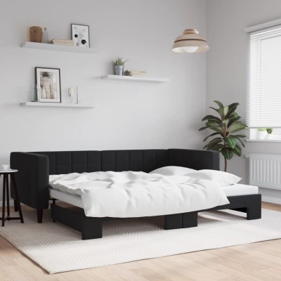 Sofá cama nido terciopelo negro 90x190 cm