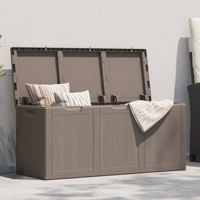 Caja de almacenaje para jardín 270 L PP aspecto madera marrón
