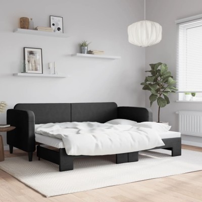 Sofá cama nido tela negro 80x200 cm
