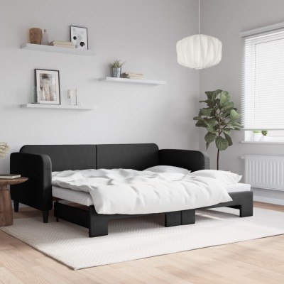 Sofá cama nido tela negro 90x190 cm