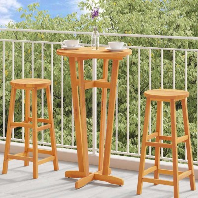 Mesa alta de jardín madera maciza de acacia Ø60x105 cm