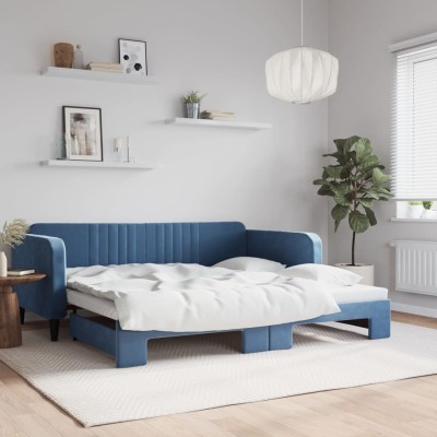 Sofá cama nido terciopelo azul 100x200 cm