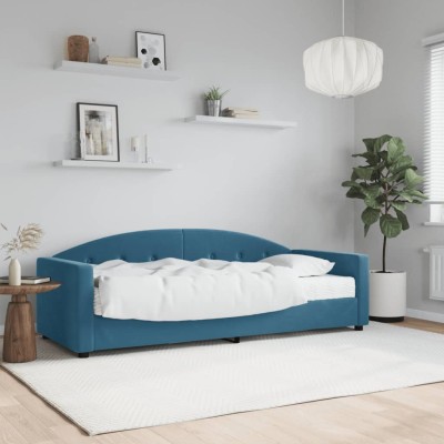 Sofá cama con colchón terciopelo azul 80x200 cm