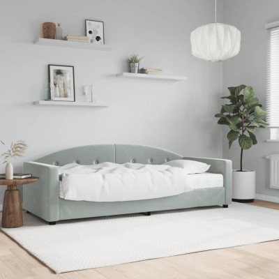 Sofá cama con colchón terciopelo gris claro 80x200 cm
