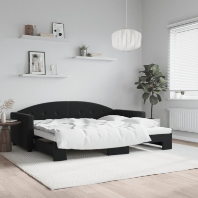Sofá cama nido terciopelo negro 90x200 cm