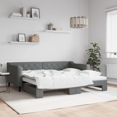Sofá cama nido tela gris oscuro 90x190 cm