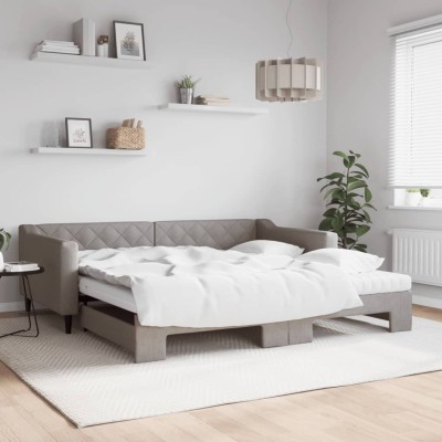 Sofá cama nido con colchón tela gris taupe 100x200 cm