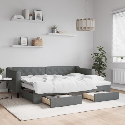 Sofá cama nido con cajones tela gris oscuro 80x200 cm