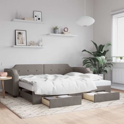 Sofá cama nido con cajones tela gris taupe 90x200 cm
