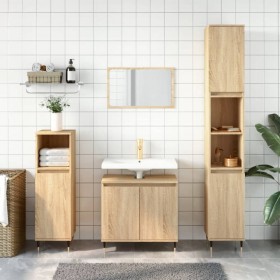 Set de muebles de baño 3 pzas madera contrachapada roble sonoma
