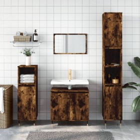Set de muebles baño 3 pzas madera contrachapada roble ahumado