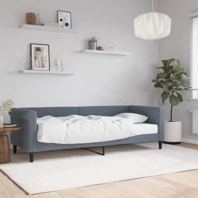 Sofá cama con colchón terciopelo gris oscuro 80x200 cm