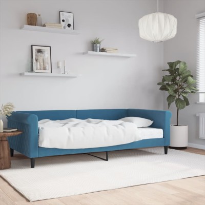 Sofá cama con colchón terciopelo azul 100x200 cm
