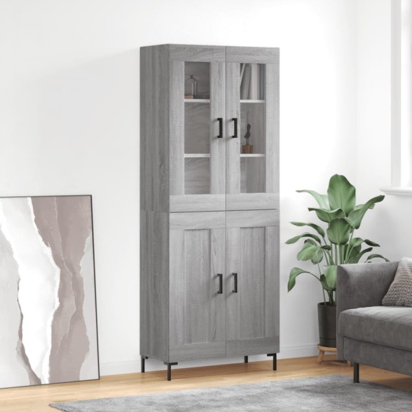 Aparador alto madera contrachapada gris sonoma 69,5x34x180 cm