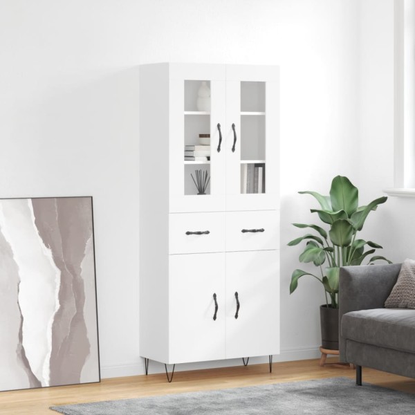 Aparador alto madera contrachapada blanco 69,5x34x180 cm