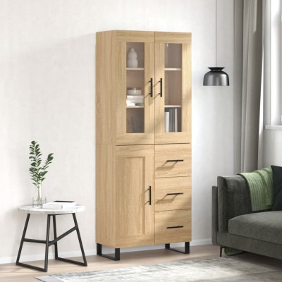Aparador alto madera contrachapada color roble 69,5x34x180 cm