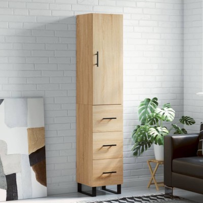 Aparador de madera contrachapada roble Sonoma 34,5x34x180 cm
