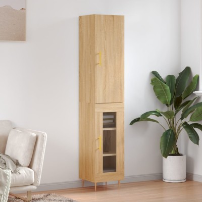 Aparador de madera contrachapada roble Sonoma 34,5x34x180 cm