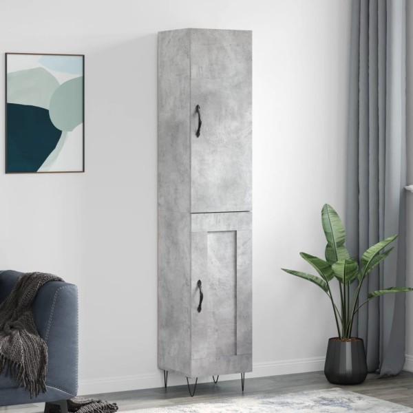 Aparador de madera contrachapada gris hormigón 34,5x34x180 cm