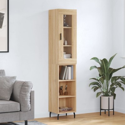 Aparador de madera contrachapada roble Sonoma 34,5x34x180 cm