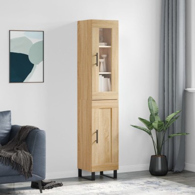 Aparador de madera contrachapada roble Sonoma 34,5x34x180 cm